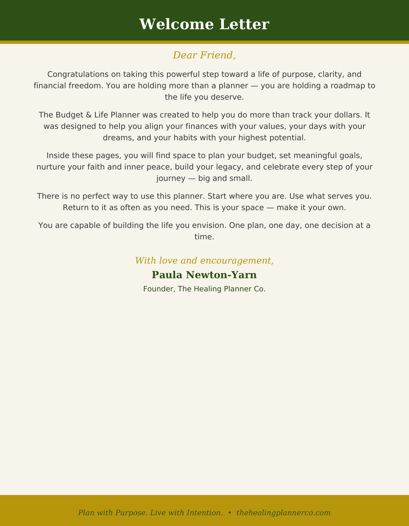 Welcome Letter