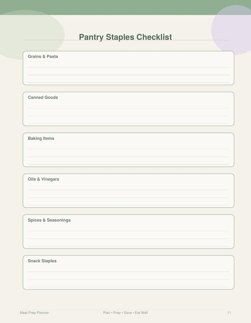 Pantry Staples Checklist