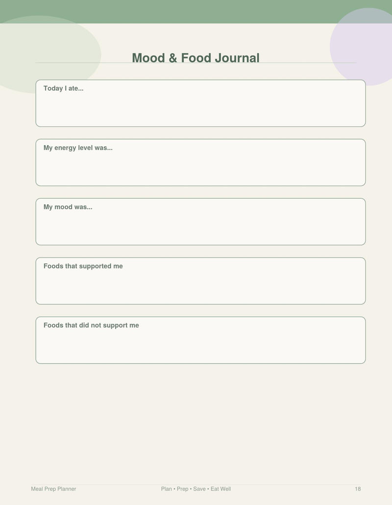 Mood and Food Journal