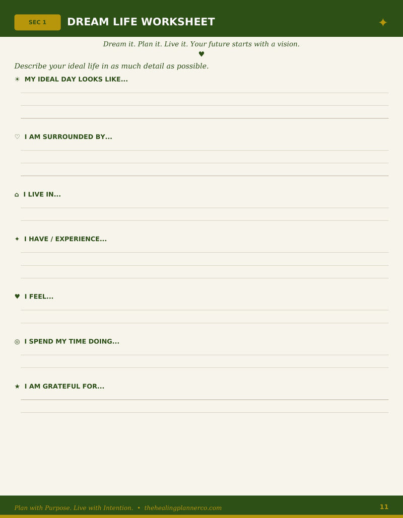 Dream Life Worksheet