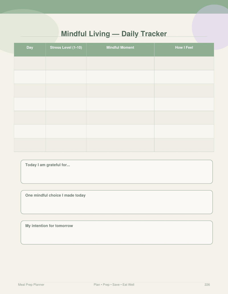 Mindful Living Daily Tracker