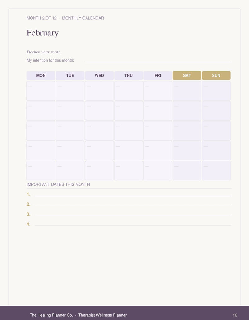 February Monthly Calendar